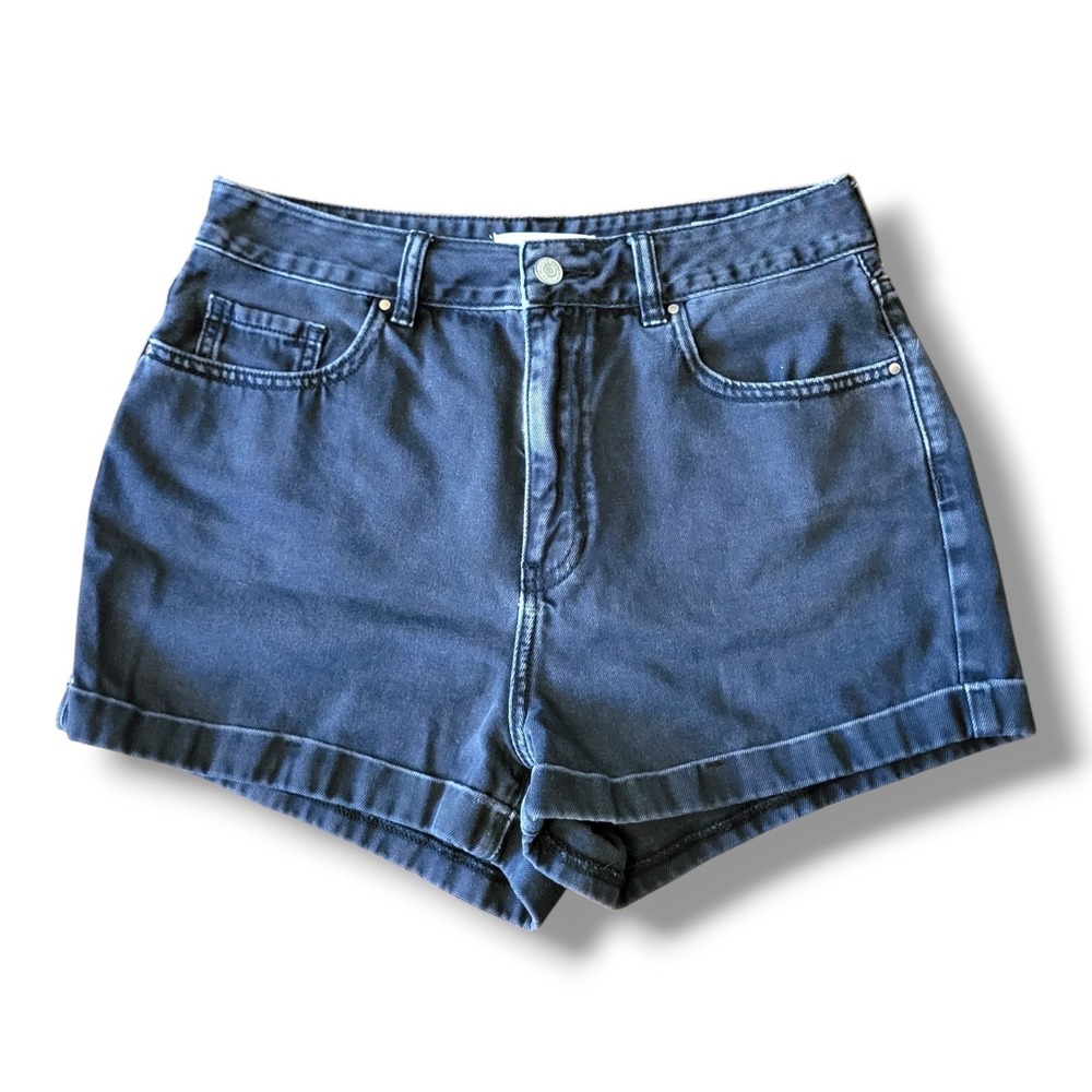 PacSun Mom Shorts Womens 29 Black Wash High Rise Cuffed Denim Jean Shorts